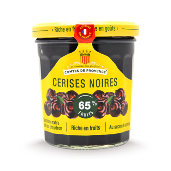 pot de confiture de cerises noires