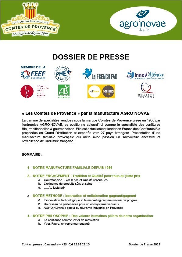 DOSSIER DE PRESSE AGRO'NOVAE 2022 FR