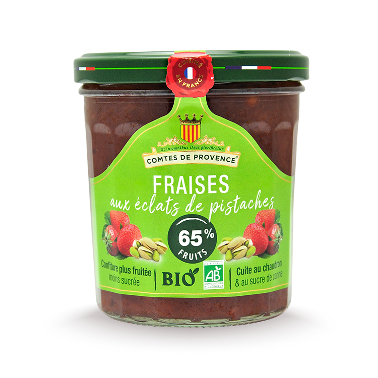 Confiture de Fraises BIO aux éclats de Pistaches