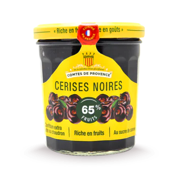 pot de confiture de cerises noires